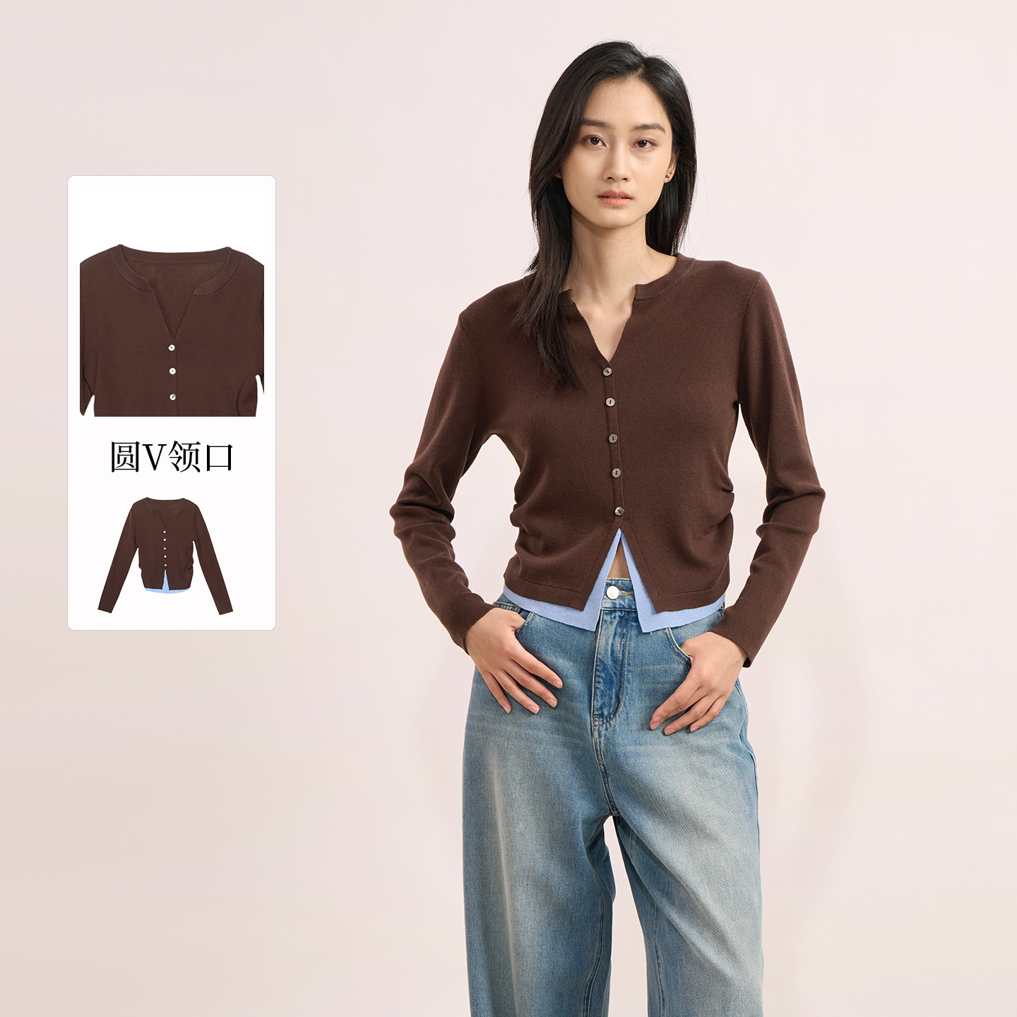 紫淑2025秋新品女线衫开衫