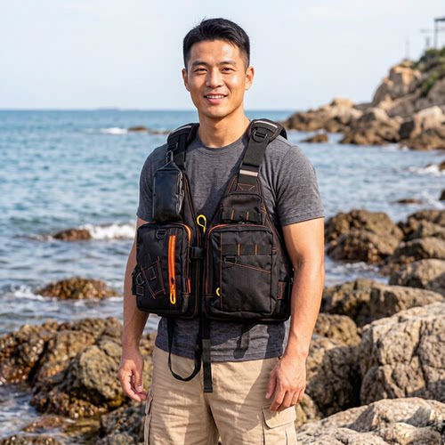 专业钓鱼救生衣 台钓海钓 矶钓鱼背心马甲成人多口袋大浮力冲浪