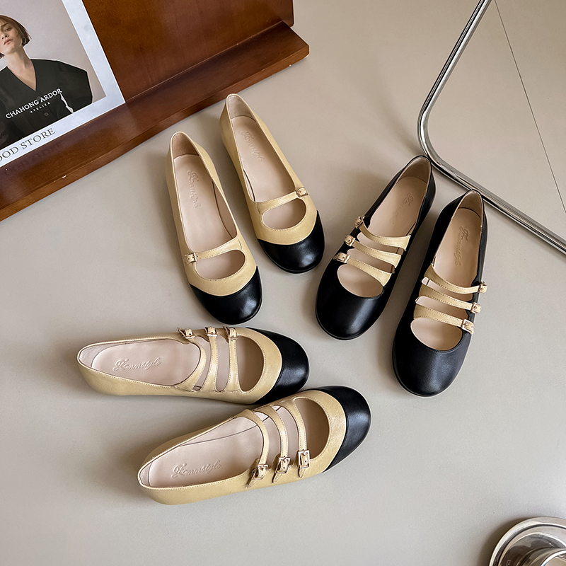 单鞋复古盘带玛丽珍鞋真皮