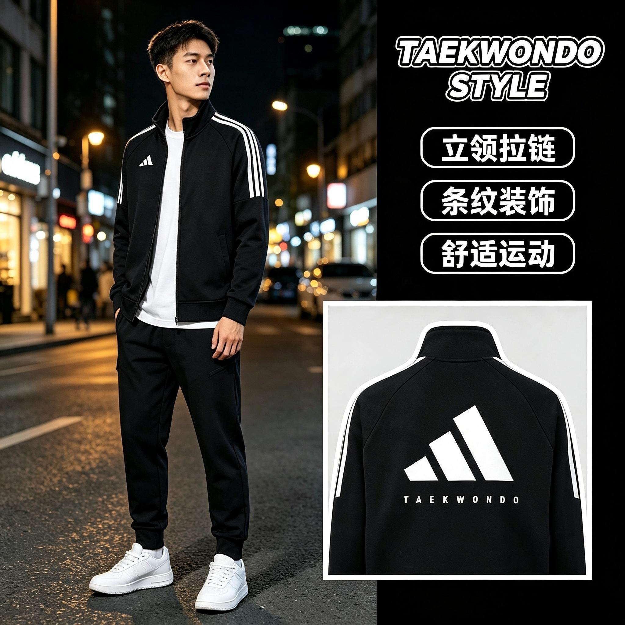 Adidas阿迪达斯外套运动装夹克衫秋季黑色上衣2026新款官方正品