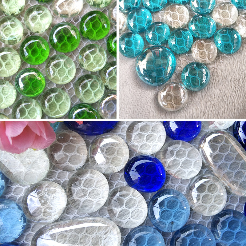 透明玻璃珠马赛克蓝色地中海珠圆形墙贴浴室地砖背景吧台墙异形