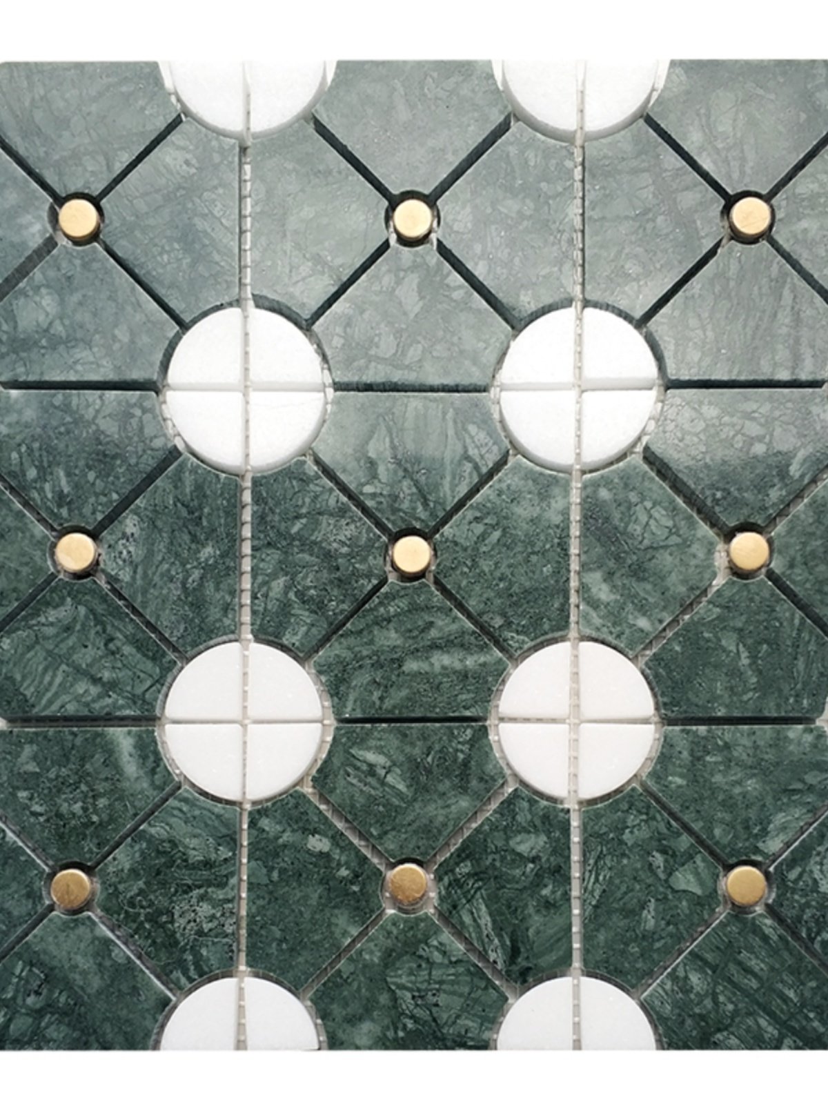 复古墨绿色天然大理石马赛克拼花艺术砖民宿酒店阳台背景墙地瓷砖