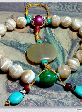 金丝贝壳蜜蜡背云结缘佛珠特价