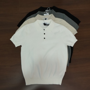 老钱风棉混纺短袖polo衫夏季男士高级感商务休闲麦穗提花针织体恤