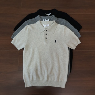 麦穗提花高级感针织衫 老钱风小马刺绣短袖 polo衫 男士 翻领体恤夏季