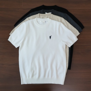 老钱风小马刺绣短袖T恤男士高级感时尚休闲圆领针织衫打底毛衣秋