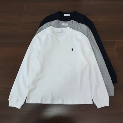 老钱风棉质长袖小马刺绣T恤秋季