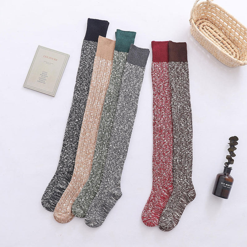 새로운 길어지고 두꺼워진 기능 간단한 허벅지 양말 더미 양말 높은 양말 스타킹 키가 큰 면 양말