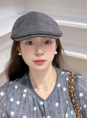 秋冬英伦风女显脸小大头围前进帽
