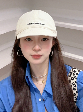 日韩风新款短檐刺绣棒球帽女春夏小众百搭户外遮阳显脸小鸭舌帽男