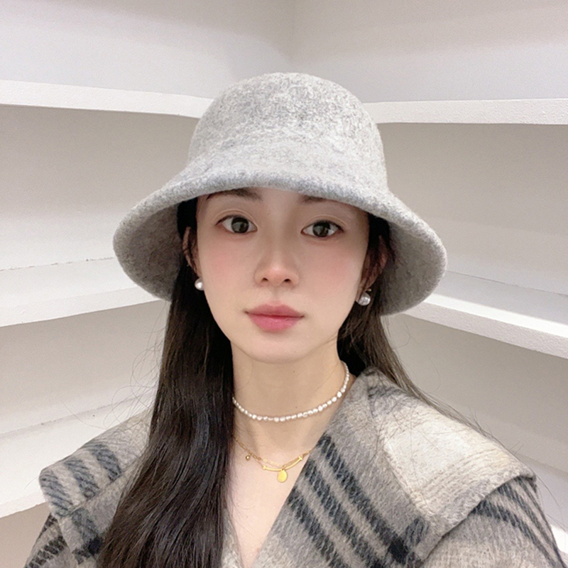 显脸小羊毛韩系百搭渔夫帽