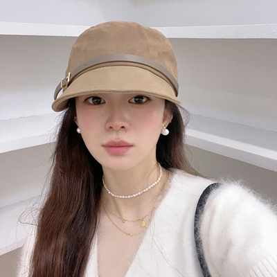 高品质复古英伦鹿皮绒面贝雷帽