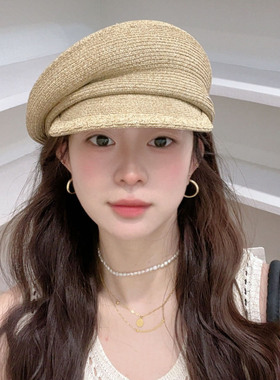 日系老钱风宽檐显脸小报童帽女