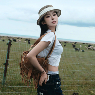 章若楠同款 复古咸海草镂空编织小帽檐平顶礼帽女夏老钱风草帽 法式