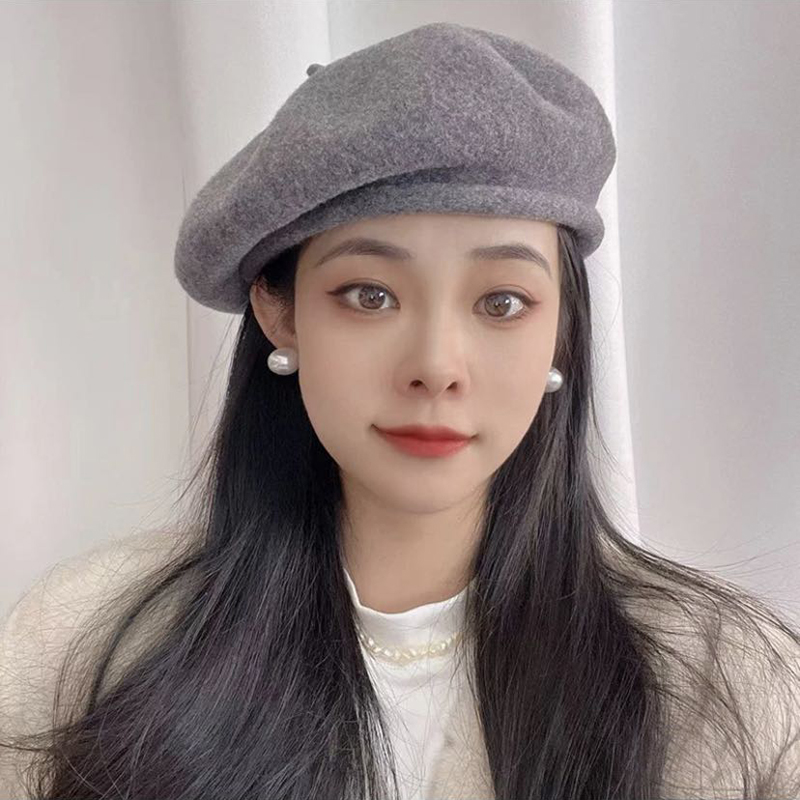 秋冬百搭羊毛加厚贝雷帽