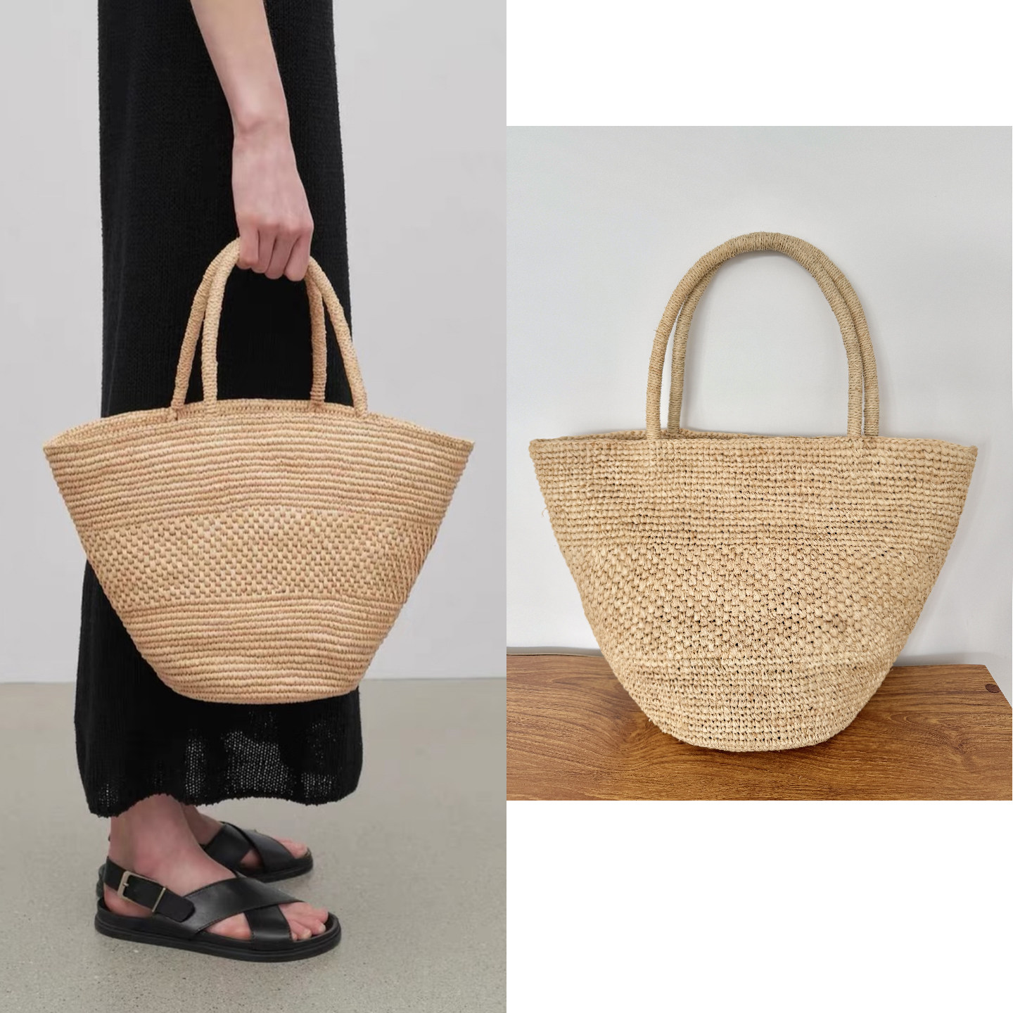 简约休闲气质百搭手提拉菲草编织包夏法式度假风高级感沙滩草编包