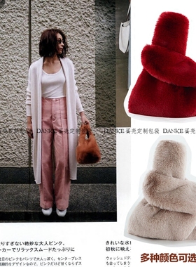 毛毛包包女2021冬季新款手提包 马甲背心毛绒包 手包兔毛仿皮草包