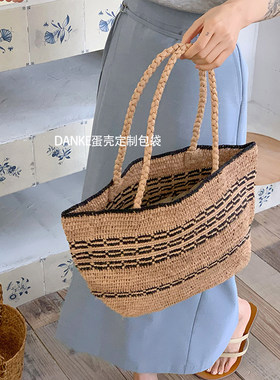 博主Jeanne同款法式拉菲草编织包