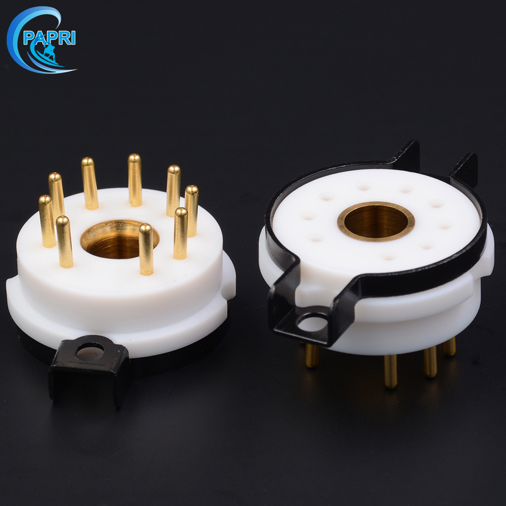 PAPRI特氟龙特富龙大9脚镀金电子管座 适WE437 WE429 8233 WE34管