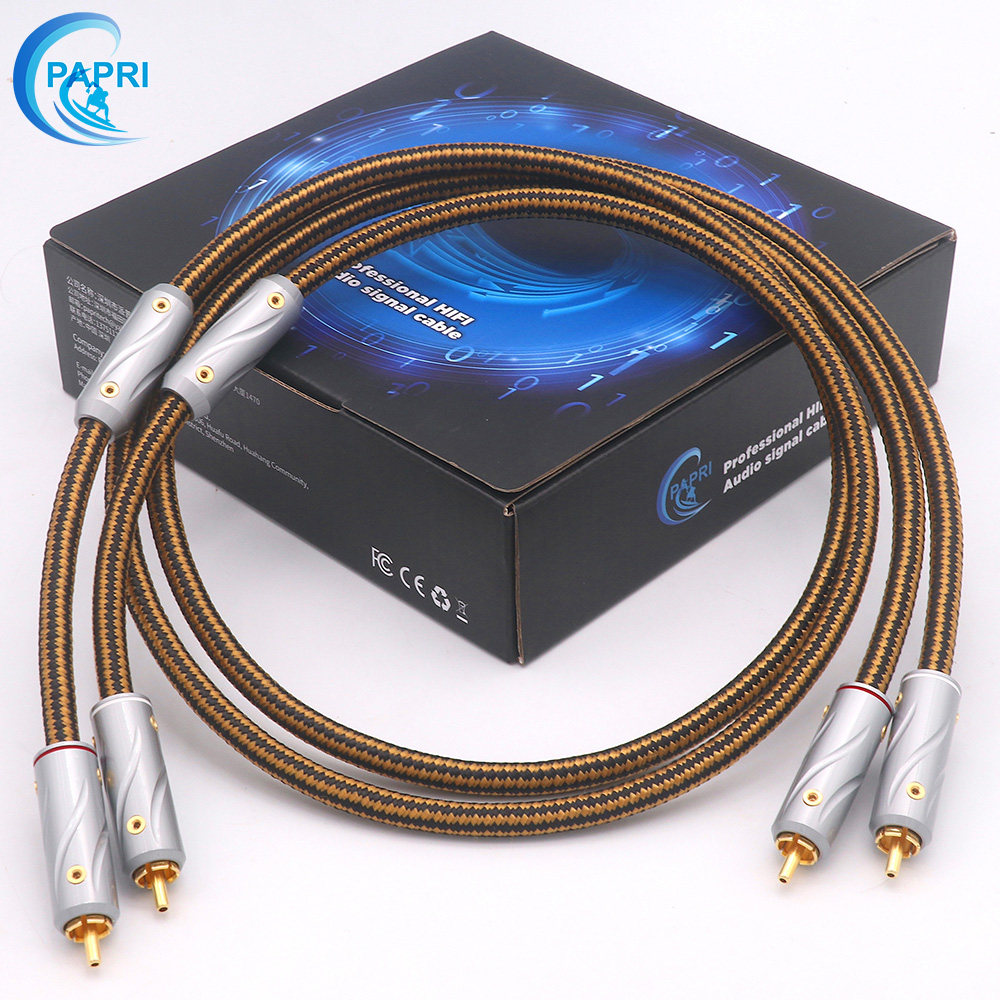 PAPRI S-9R/G镀铑插头单晶铜+镀银发烧RCA音频信号线低音炮链接线