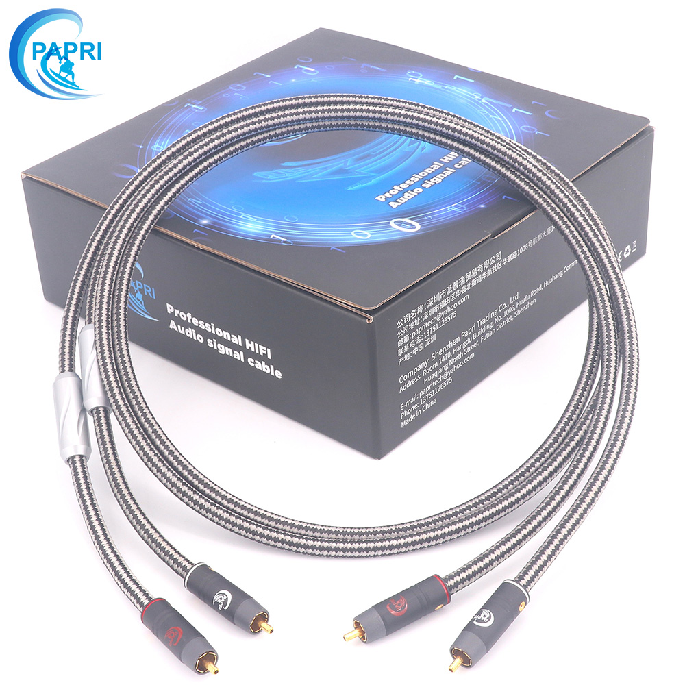 PAPRI S-4  6N单晶铜音频双莲花信号线纯紫铜镀金插头二对二RCA