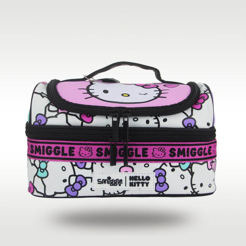 澳洲smiggle午餐包女户外收纳便当包防水保温冰袋白色hello kitty