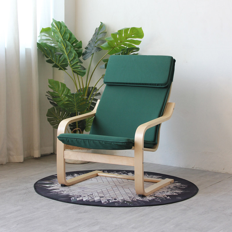 北欧家具成人扶手椅休闲椅单人阳台躺椅沙发简约桦木椅子铁架摇椅