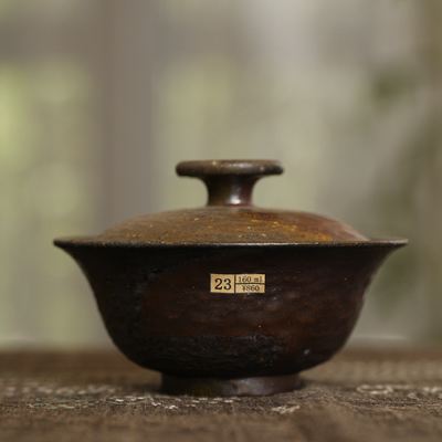 23号纯手工柴烧 陶泥深山盖碗 盖下容量约160ml 景德镇纯柴烧陶瓷