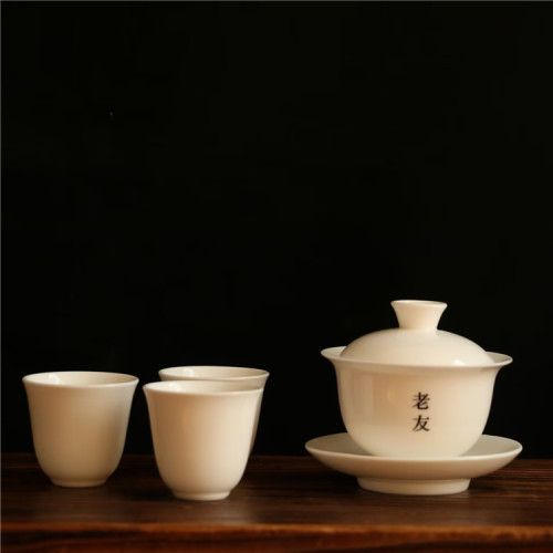 练手盖碗满碗约150ml盖下130ml 白瓷盖碗 杯子60ML 可能微瑕 简装