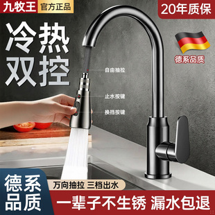 全铜厨房冷热水龙头抽拉式家用冷热水洗菜盆水槽洗衣池阳台防溅水