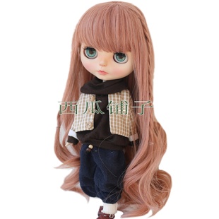 不含头壳 橘棕色长发 只卖假发 inch 小布娃娃 假毛 Blythe