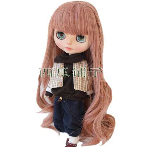 只卖假发  Blythe 小布娃娃 不含头壳 橘棕色长发 9-10 inch 假毛