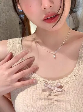 简约珍珠吊坠项链女夏季出游配裙子百搭配饰ins冷淡风闺蜜锁骨链