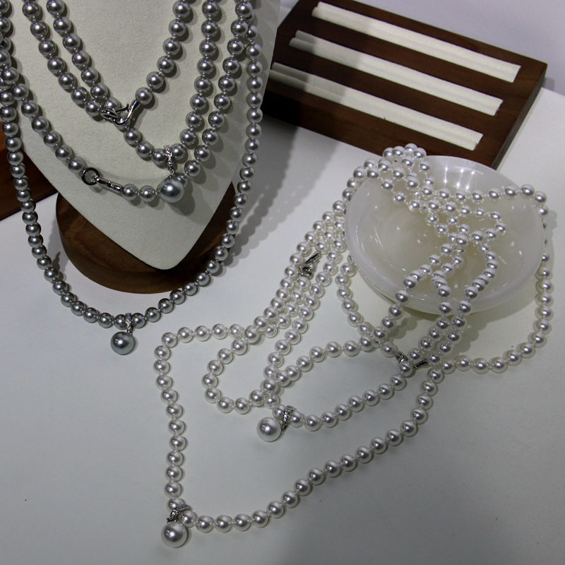 2026秋冬真多麻珍珠项链多层轻奢扣强光正圆长款配饰穿搭项链,饰品/流行首饰/时尚饰品新,项链,淘宝优惠券,粉丝福利购,淘宝优惠卷