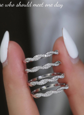 s925纯银戒指女ins叠戴缠绕波浪繁星条指环精致时尚气质优雅浪漫