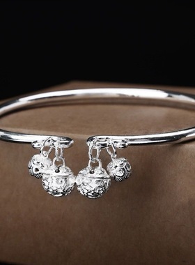 热卖轻奢复古宫廷风四铃铛脚环女铜镀银开口可调节脚环