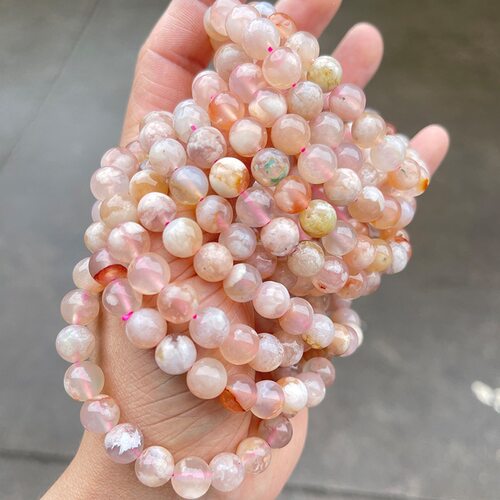 跨境热销盐源玛瑙手链可爱时尚百搭单圈脂润细腻玉石圆珠手串
