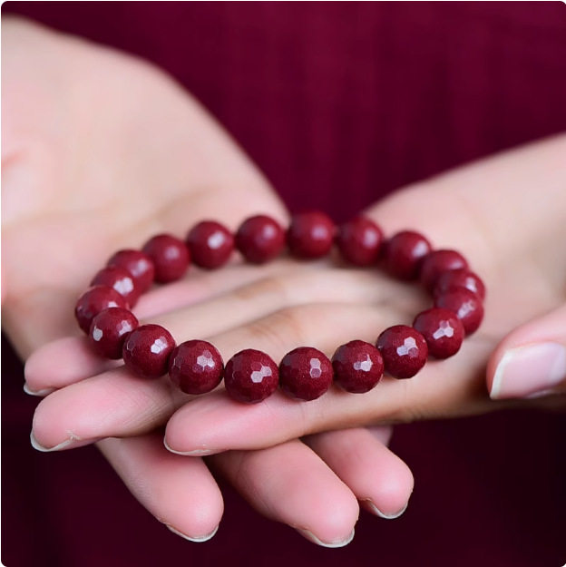 原矿朱砂切面菱形珠手链女士钻石珠平安好运紫金砂手串本命年礼物