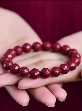 原矿朱砂切面菱形珠手链女士钻石珠平安好运紫金砂手串本命年礼物