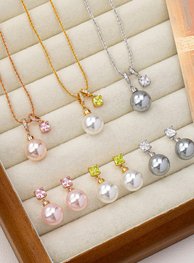 2025年新款几何珍珠项链女心愿流星感吊坠时尚百搭锁骨链