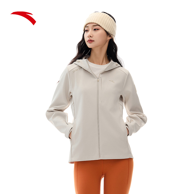 安踏防泼水软壳衣女秋季防风内胆梭织茄克外套运动上衣162517602