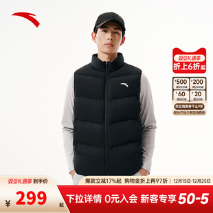 新款 安踏羽绒马甲 冬季 外套男装 黑色棉服夹克外套 立领短款