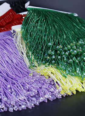 新款水晶水滴钻管钻diy长流苏钻链珠链家居舞服装饰东大门欧美饰