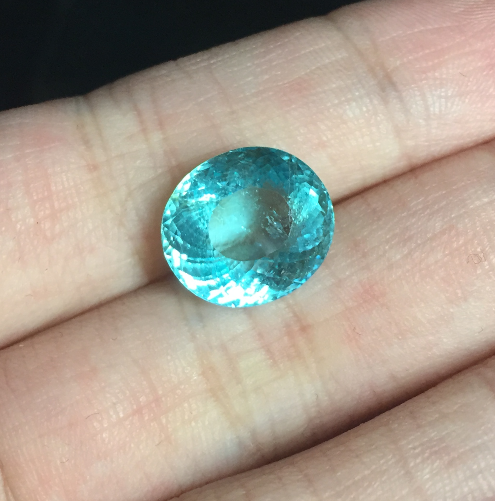 电光蓝帕拉伊巴含铜碧玺 非洲莫桑比克产 6.35ct 戒面 gia