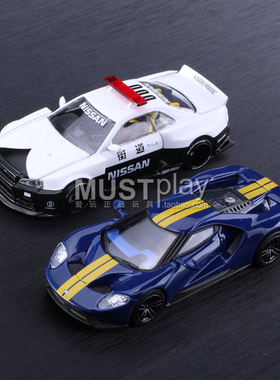 MINIGT+Kaido House 120尼桑GTR-R警车614福特蓝色 1/64合金车模