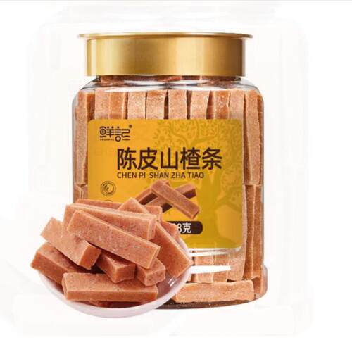 鲜记陈皮山皮山楂条358g帽罐装软糯酸甜休息零食品
