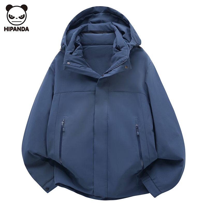 Hi Panda户外连帽羽绒服男士冬季新款潮牌美式宽松痞帅加厚外套潮
