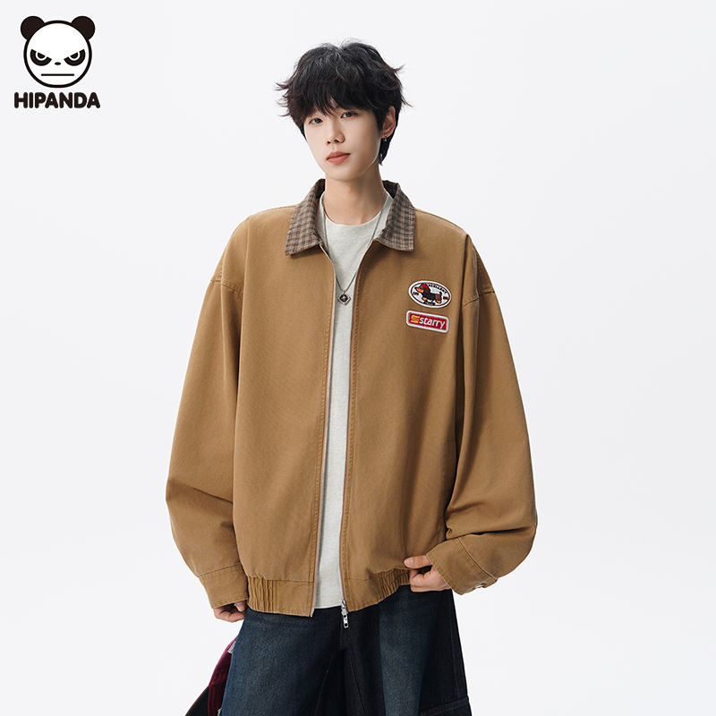 Hi Panda潮流高街双面穿夹克外套男秋冬新款美式宽松休闲百搭上衣