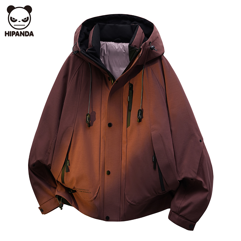 Hi Panda冬季鸭绒连帽羽绒服男生冬季新款潮牌美式加厚保暖外套潮