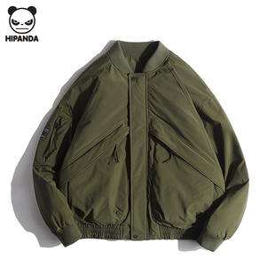 Hi Panda冬季飞行员夹克羽绒服男生美式宽松保暖加厚工装潮牌外套